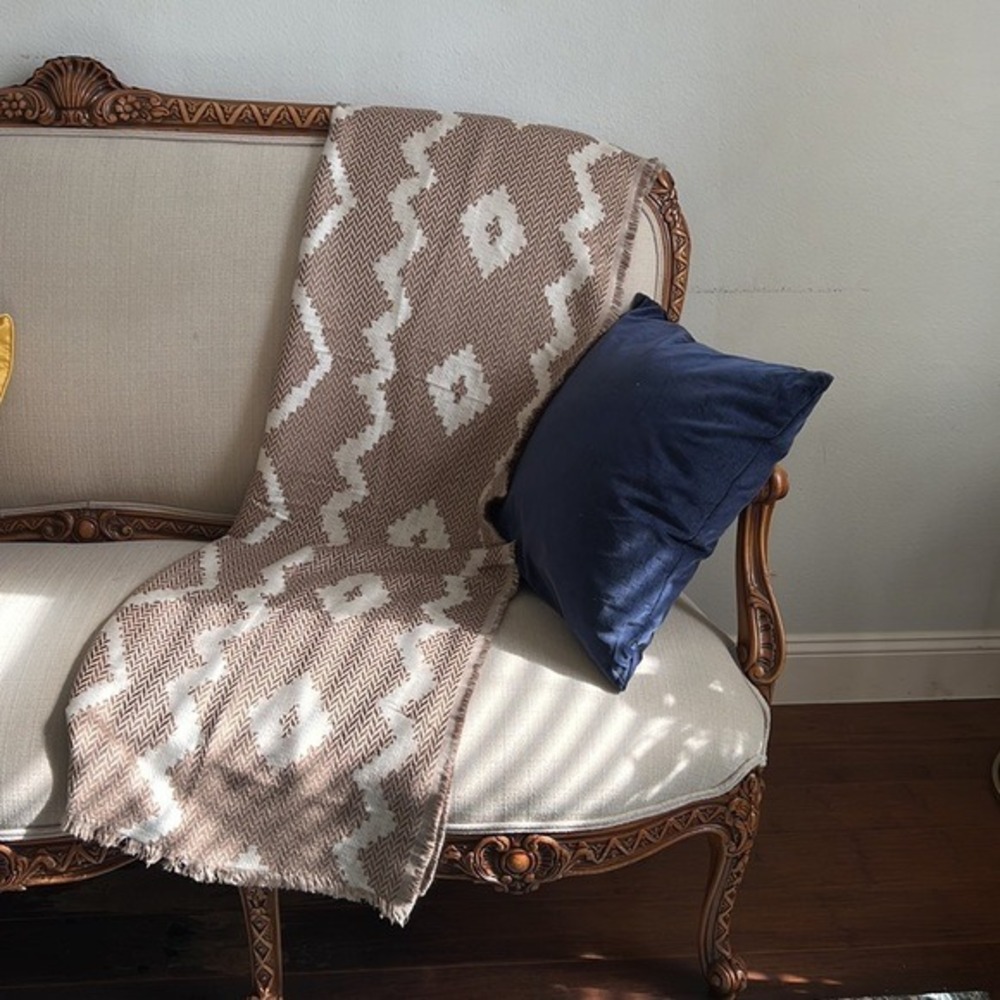 Lulus Throw Blanket OS Geometric Southwestern Chevron Weave‎ Cozy Wrap Boho